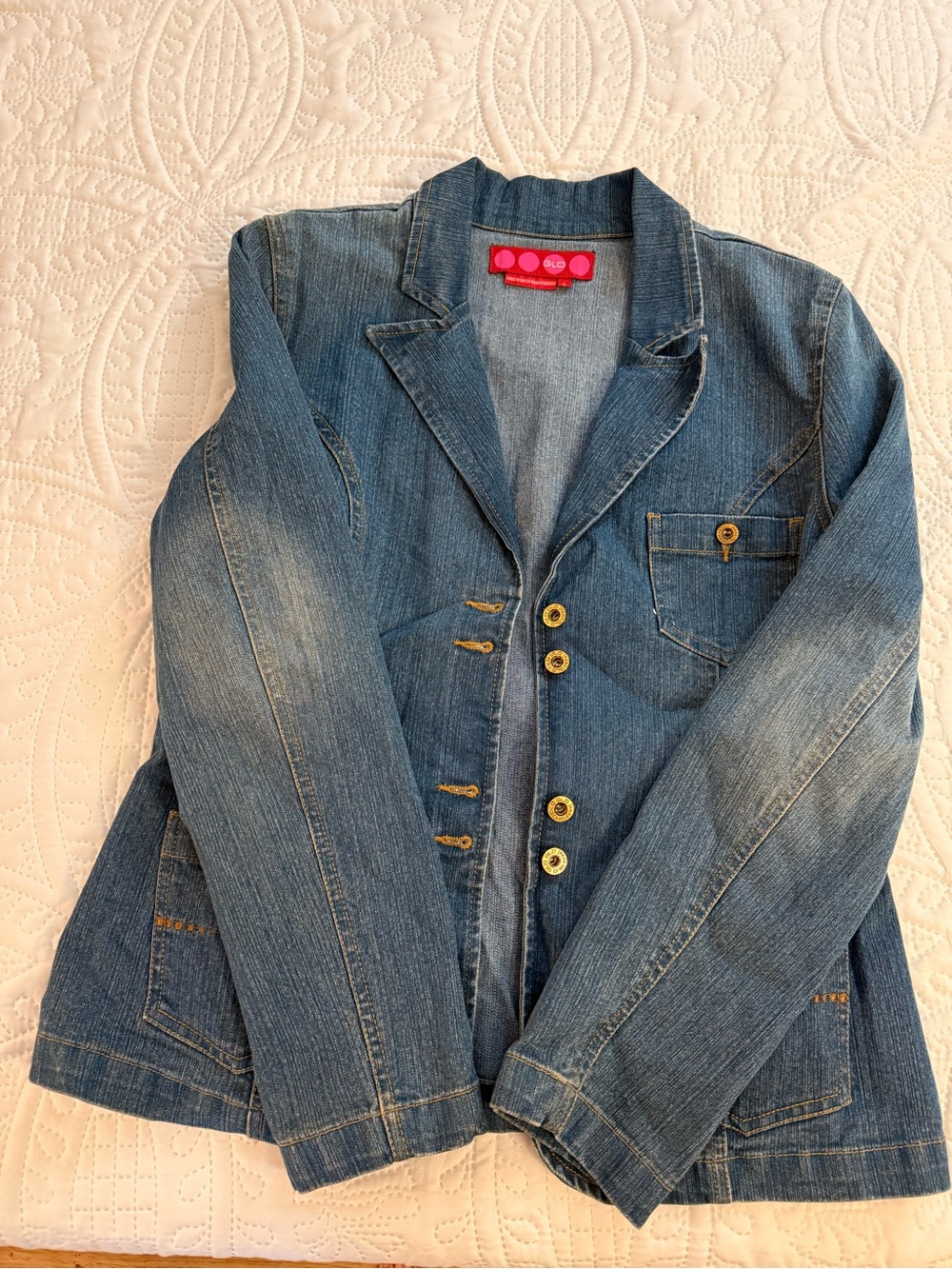 GLO Y2K Classic Blue Denim Blazer Jacket with Button-Front